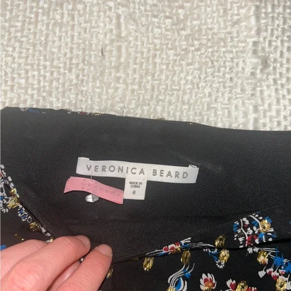 Veronica Beard Black Printed Asymmetrical Midi Skirt - Picture 3 of 5